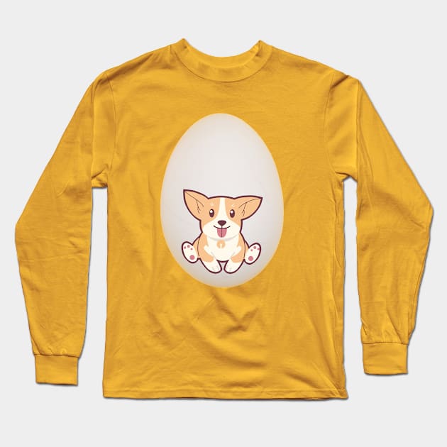 Funny Dog In The Egg Long Sleeve T-Shirt by Happysphinx